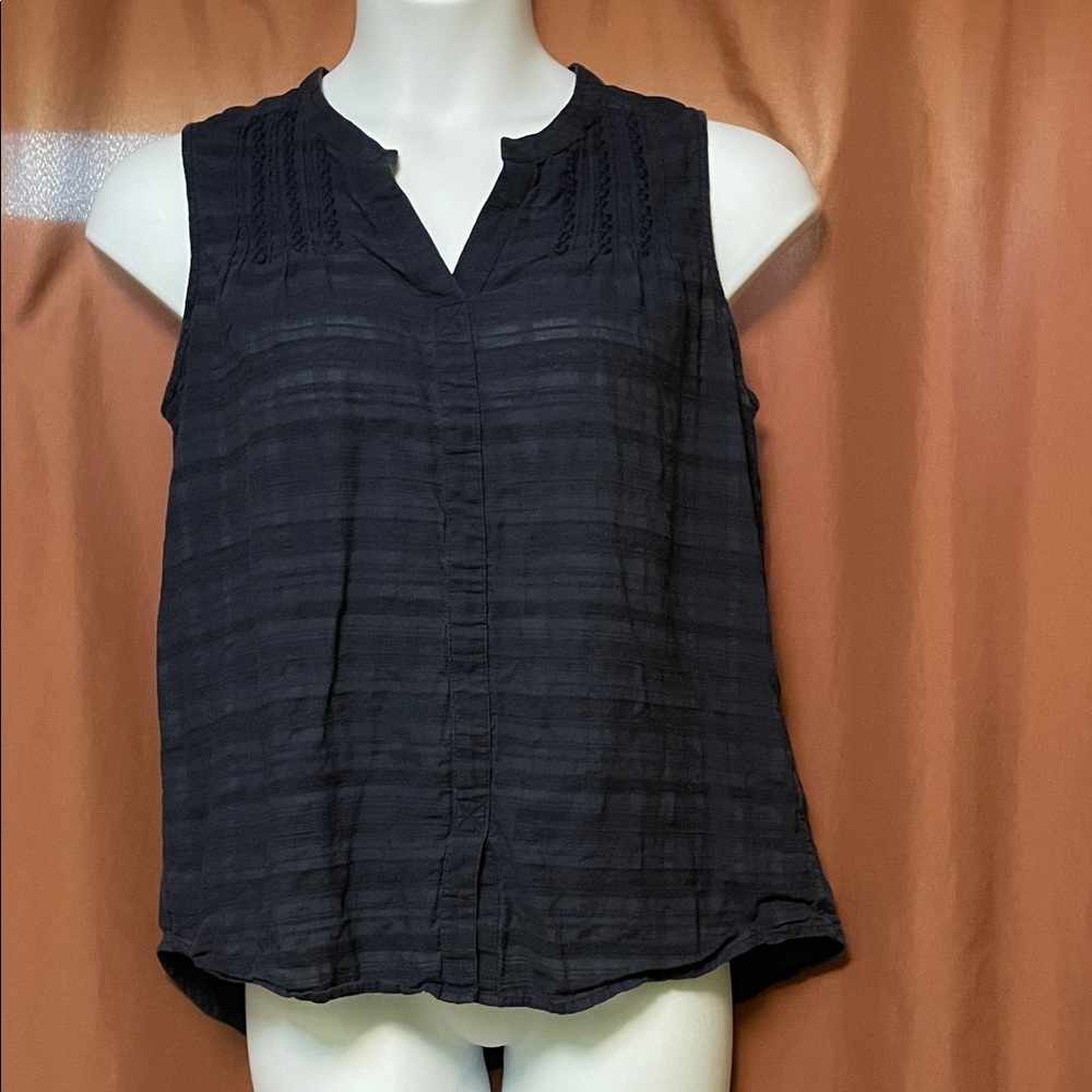 Tommy Hilfiger Navy Textured Sleeveless Blouse